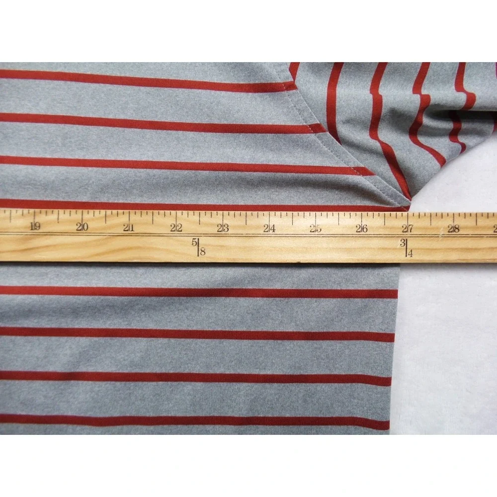 FJ FootJoy Shirt Mens Size 2XL Gray Red Striped Polo Short Sleeve Stretch‎